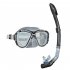Snorkel Mask With Physical Tempered Glass Lens Swimming Waterproof Soft Silicone Glasses Full Dry Tube Diving Snorkel And Goggles Set Transparent Black
