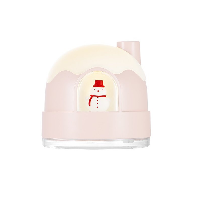Snow House Humidifier 2-in-1 Night Light Humidifier, USB Charging Household 350ml Desktop Humidifiers, Timing Adjustment Cute Mist Humidifiers For Car, Office, Bedroom pink