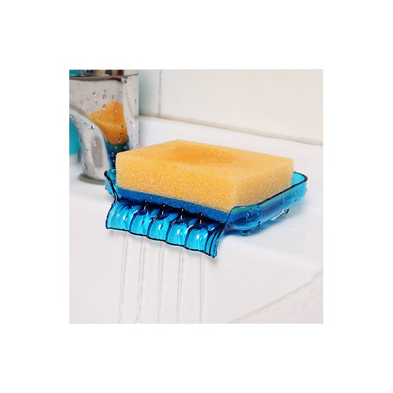 Soap Storage Box Dish Case Makeup Organizer Water Drain Sponge Holder For Kitchen Bathroom Blue
