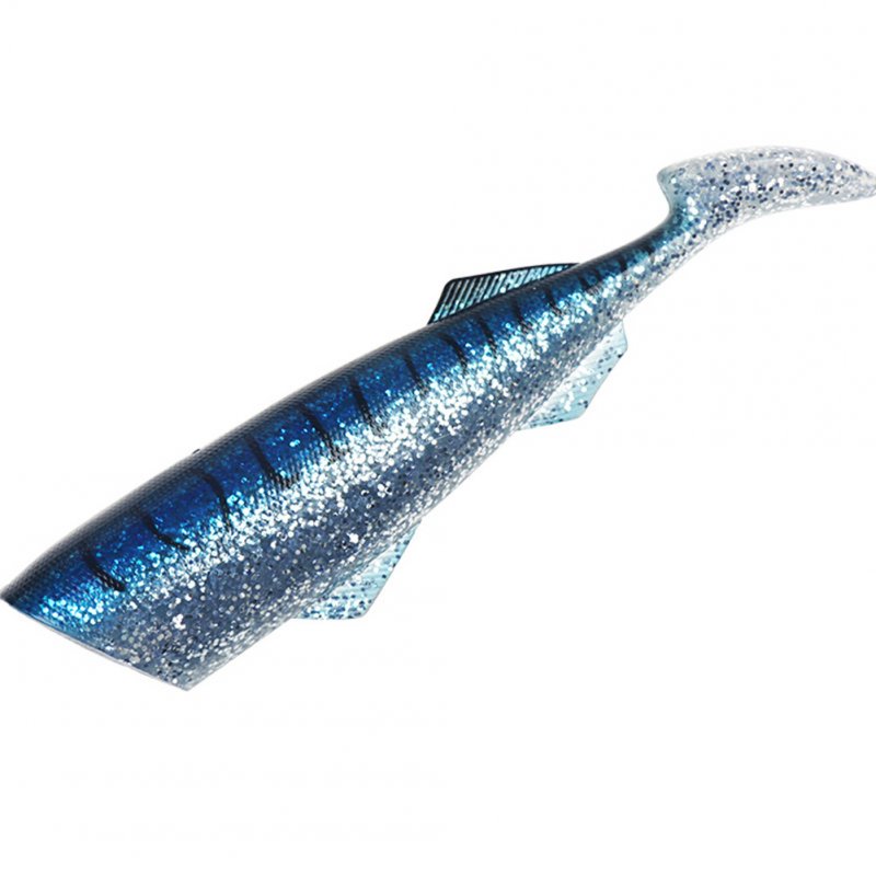 Soft Bait Lead Head Fish Lures Metal Fish Head 26cm/33cm Bass Fishing Lure  Blue sequin tail_22cm136g