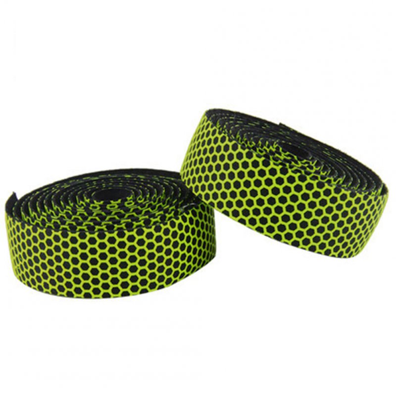 Soft Bicycle Handlebar Tape Shockproof Elastic Road Bike PVC Tape Strap +2 Bar Plug green