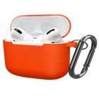 Soft Silicone Case for Airpods Pro Shockproof Hook Protective Bags With Keychain Earbuds Cover Orange