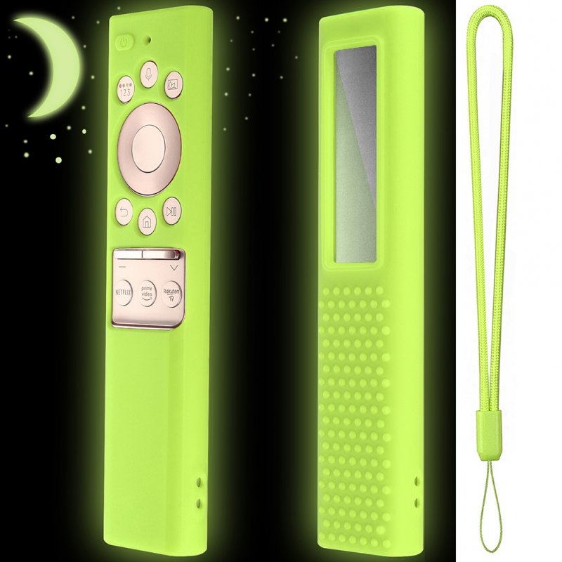 Soft Silicone Dustproof Protective Cover Remote Control Case With Lanyard Compatible For Samsung Tv Remote Control Bn59 Solar Luminous green