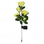 Solar 5 Heads Rose Lamp Outdoor Waterproof Simulation Rose Flower Lawn Decorative Lamp For Garden Yard Patio Decoration yellow