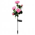 Solar 5 Heads Rose Lamp Outdoor Waterproof Simulation Rose Flower Lawn Decorative Lamp For Garden Yard Patio Decoration pink