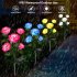 Solar 5 Heads Rose Lamp Outdoor Waterproof Simulation Rose Flower Lawn Decorative Lamp For Garden Yard Patio Decoration yellow