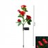 Solar 5 Heads Rose Lamp Outdoor Waterproof Simulation Rose Flower Lawn Decorative Lamp For Garden Yard Patio Decoration yellow