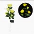 Solar 5 Heads Rose Lamp Outdoor Waterproof Simulation Rose Flower Lawn Decorative Lamp For Garden Yard Patio Decoration yellow