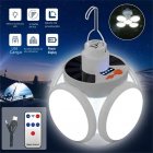 Solar Camping Lantern Collapsible Portable Tent Lamp With Hanging Hook LED Football Bulbs Waterproof