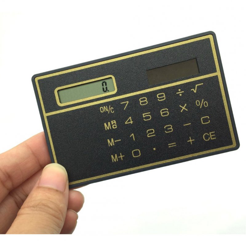 Solar Card Calculator Ultra-thin Handheld Office Computer Student Mini Pocket Calculator black