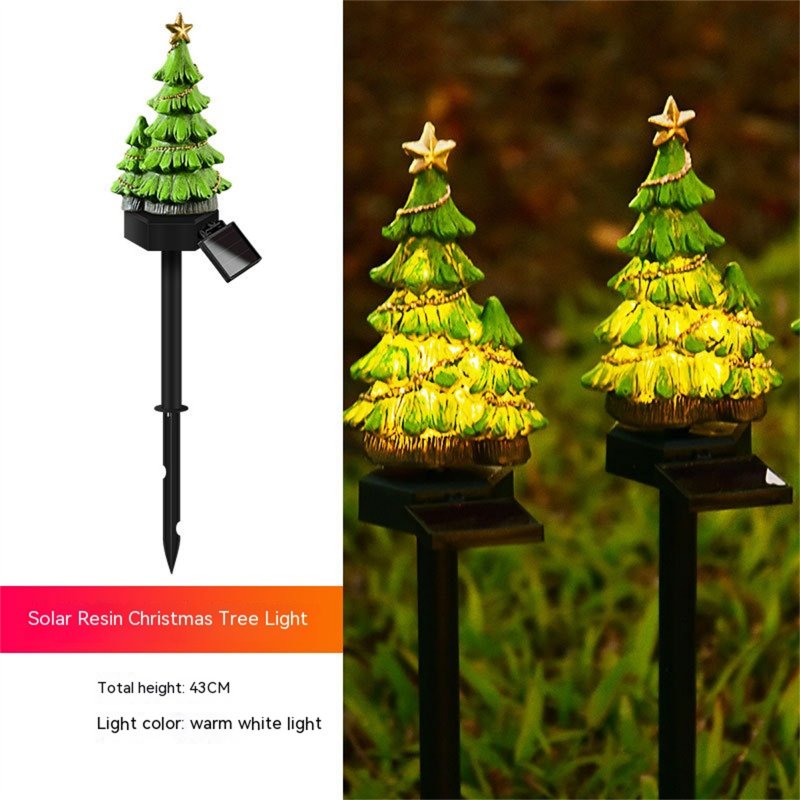 Solar Christmas Tree Lights With 600MA Rechargeable Battery IP45 Waterproof Energy Saving Solar Powered Lawn Lamps Resin