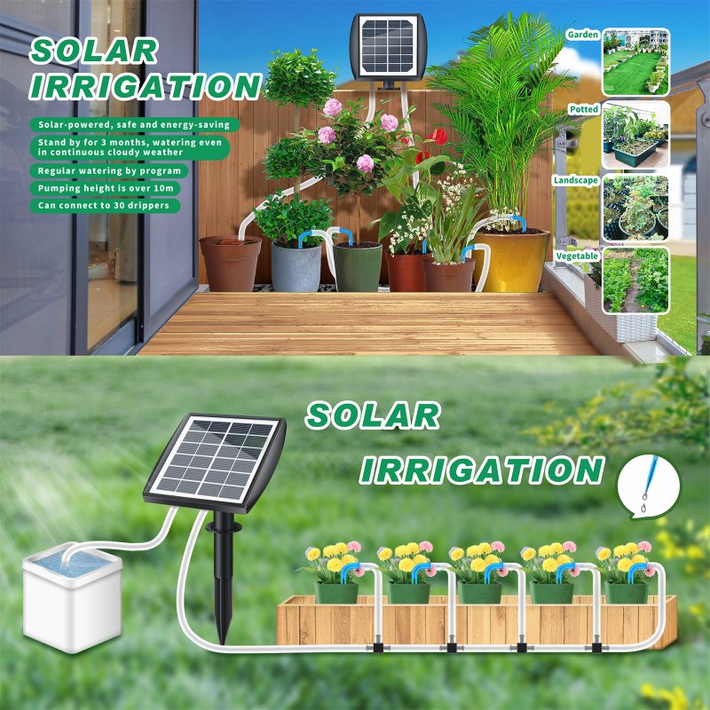 Solar Drip Automatic Irrigation Kit Rechargeable Self Watering Irrigation System