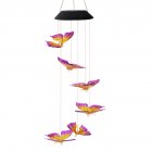 Solar Energy Change Color Led Big Butterfly Wind Chime Home Garden Decoration  Light Purple yellow