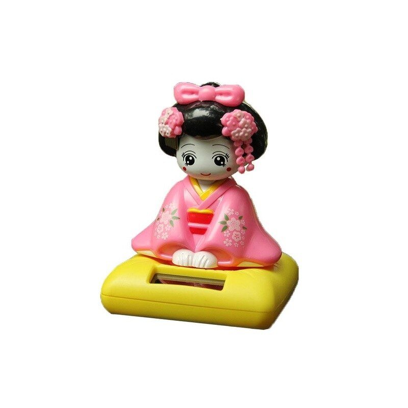 Wholesale Solar Energy Powered Bobblehead Toy Figure Nohohon, Japanese Kimono Maiko Geisha Car