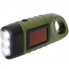 Solar Hand Press Crank Flashlight Portable Multi-function Rechargeable Ergonomic Design Torch Camping Lamp green