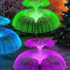 Solar Jellyfish Light 7 Colors Changing Outdoor Waterproof Garden Lights Led Fiber Optic Lamps For Lawn Patio Doublejellyfish 2pcs