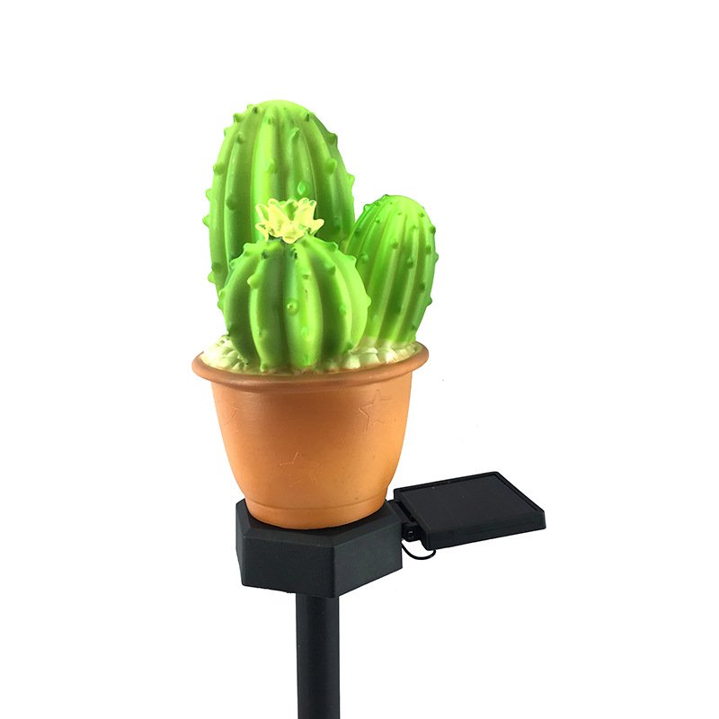 Solar LED Lawn Lamp Cactus Shape Spike Light for Outdoor Garden Yard Ground Lamp Three-headed prickly pear