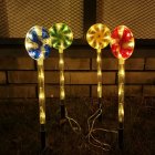 Solar Led Candy Cane Pathway Lamp 8 Modes Outdoor Lollipop Lights For Christmas New Year Holiday Decor Colorful