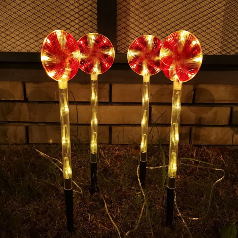 Solar Led Candy Cane Pathway Lamp 8 Modes Outdoor Lollipop Lights