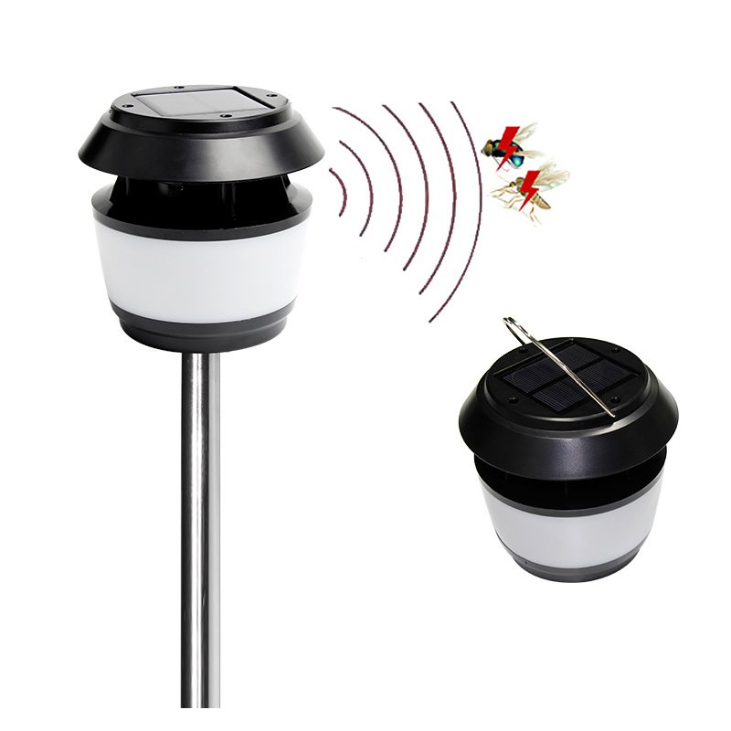 Solar Mosquito Killer Night Light Ultrasonic Outdoor Yard Garden Mosquito Repellent Trapping lamp White light
