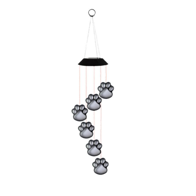 Solar Paw Print Wind Chime Light IP65 Waterproof Outdoor Wind Chimes Garden Lawn Yard Decor Gifts