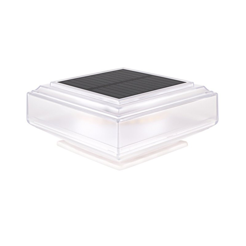 Solar Post Lights With 2 Light Modes Clear Lampshade IP65 Waterproof Solar Deck Fence Cap Light Warm Light Outdoor Square Street Lamp For Garden Patio Square transparent pillar lamp