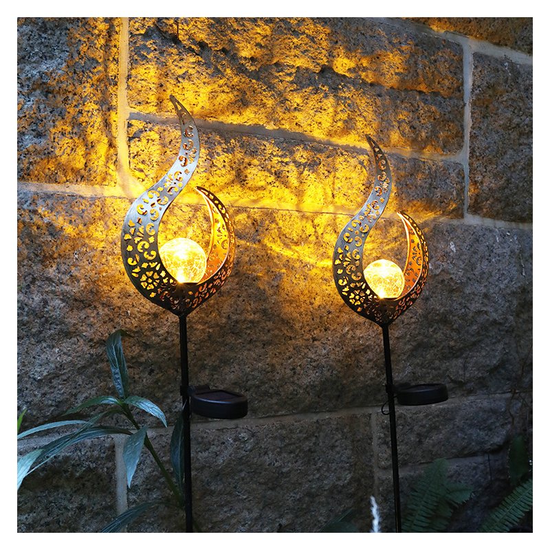 Solar Power Light Metal LED Ornament Landscape Light Outdoor Flame Effect Lawn Yard Garden Decor