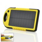 Solar Powered Charger has a 5000mAh Lithium Polymer Battery  Dual USB Output  Weatherproof  Dustproof  Shockproof  and an LED Torch 