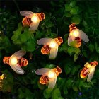 Solar Powered Cute Honey Bee Shape LED String Light Outdoor Garden Fence Patio Decor Warm White_6.5 <span style='color:#F7840C'>m</span> 30 LED