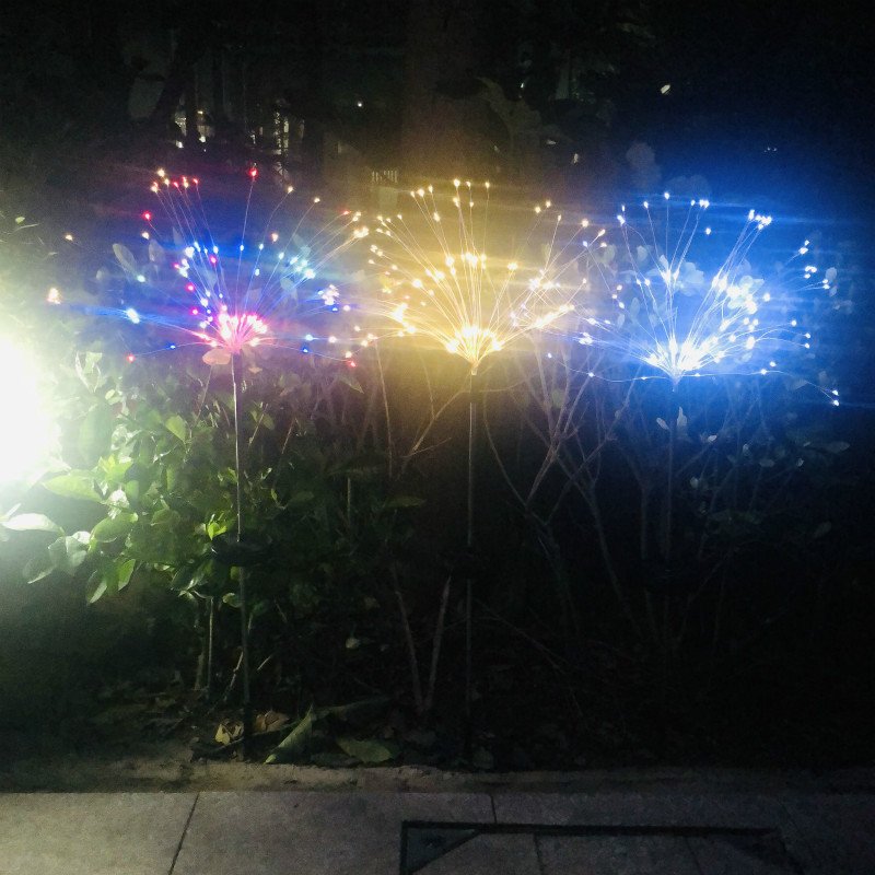 Solar Powered Lawn Light Fireworks Copper Lamp String Waterproof Lamp for Christmas 2 mode 90LED-white light