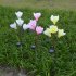 Solar Powered Light Magnolia Flower Shape 4 LEDS Garden Lighting Outdoor Landscape Light white color white light