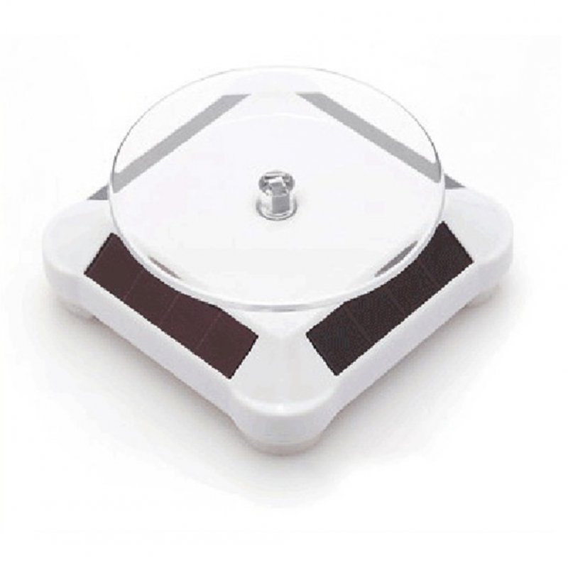 Solar Powered Rotary Display Stand Turntable Watch Phone Jewelry Holder white_Dual use