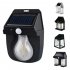 Solar Wall Lights Outdoor Waterproof Led Tungsten Filament Bulb Human Induction 3 Modes Fence Lights For Patio Yard Garden Regular black