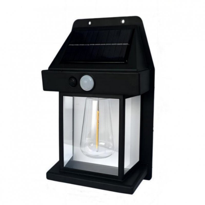 Solar Wall Lights Outdoor Waterproof Led Tungsten Filament Bulb Human Induction 3 Modes Fence Lights For Patio Yard Garden