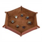 Solid Color Hexagonal Dice Tray Folding PU Storage Box for Table Games  Camel_30.8*23*5cm