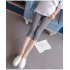 Solid Color Kitten Pattern Cropped Trousers for Pregnant Woman Support Abdomen Dark gray L