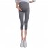 Solid Color Kitten Pattern Cropped Trousers for Pregnant Woman Support Abdomen Black L