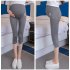 Solid Color Kitten Pattern Cropped Trousers for Pregnant Woman Support Abdomen Light gray  L