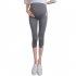 Solid Color Kitten Pattern Cropped Trousers for Pregnant Woman Support Abdomen Light gray  L