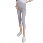 Solid Color Kitten Pattern Cropped Trousers for Pregnant Woman Support Abdomen Light gray  L