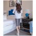 Solid Color Kitten Pattern Cropped Trousers for Pregnant Woman Support Abdomen Light gray  L