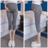 Solid Color Kitten Pattern Cropped Trousers for Pregnant Woman Support Abdomen Light gray  L