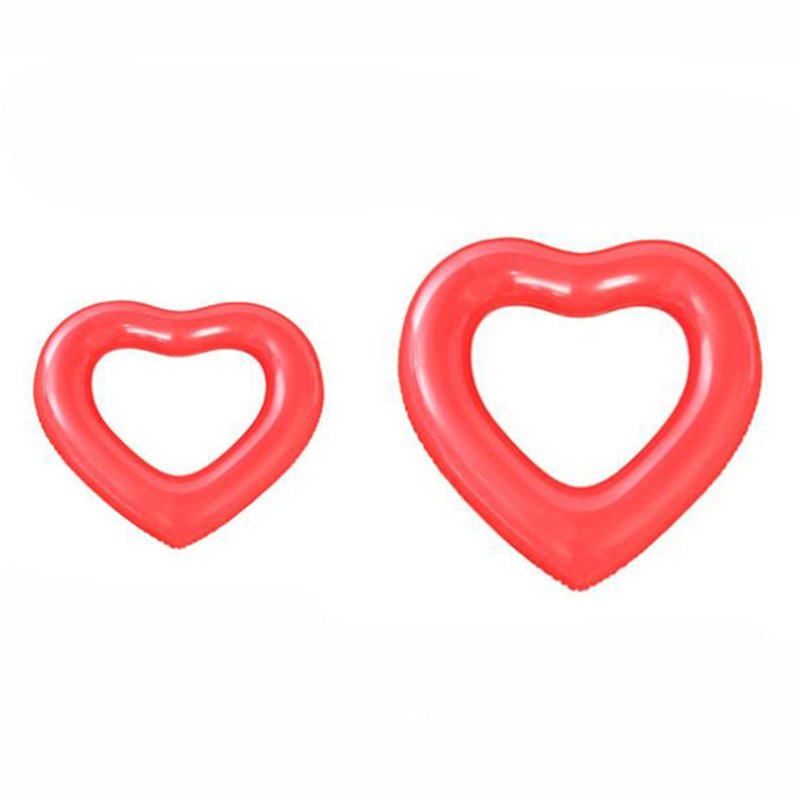 Solid Color Loving Heart Shape Thicken Inflatable Swimming Ring for Outdoor red_Small (90)
