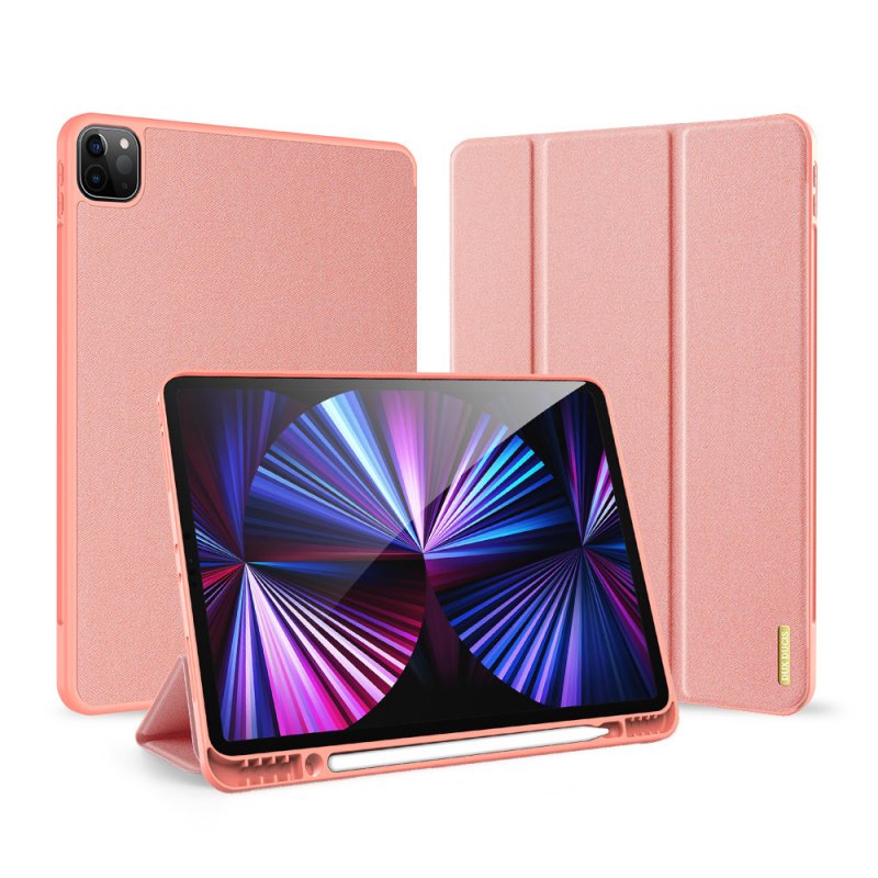 Solid Color Protective Case Tablet Case Cover With Pen Tray For Ipad Pro 12.9 2021 Elegant pink
