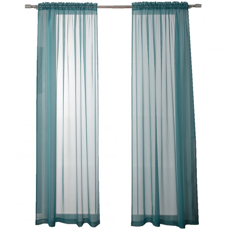 Solid Color Shading Tulle Curtain for Living Room Home Window Decoration Lake Blue_Wear rod 140 wide X241cm high (55X95