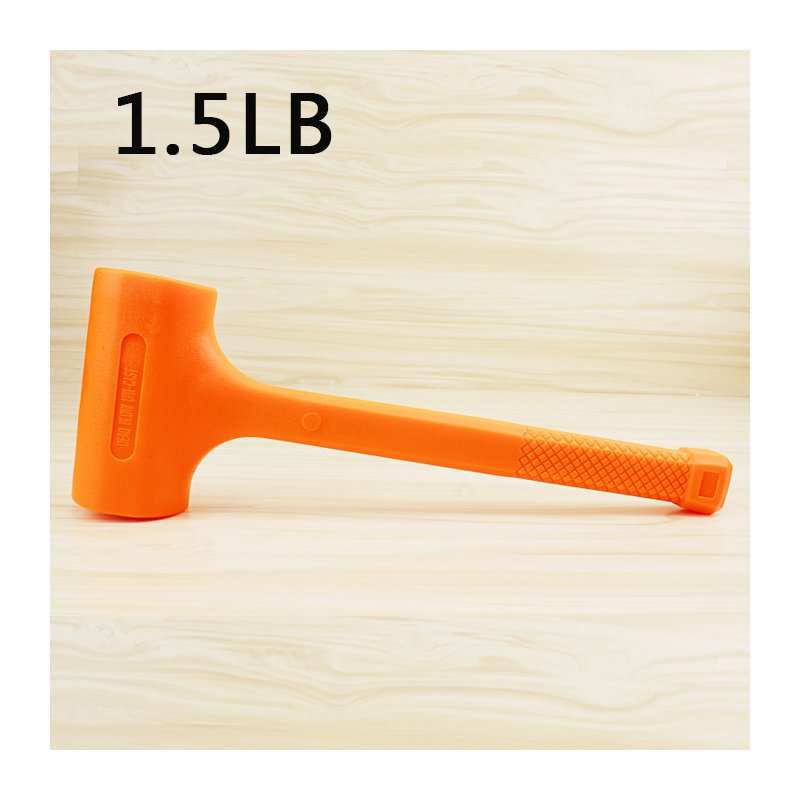 Solid Hammer Dead Blow Mallet Orange Soft Rubber Unicast Hammer 0.5-2LB 1.5BL