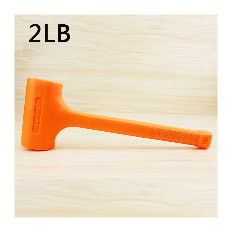 Solid Hammer Dead Blow Mallet Orange Soft Rubber Unicast Hammer 0.5-2LB 2BL