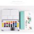 Solid Watercolor Paint Set with Watercolour Brush Bright Color Pigment Set Art Supplies 24 color
