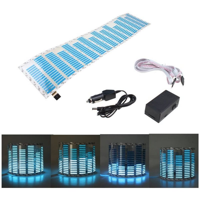 Sound Music Activate Sensor Car Auto Sticker Led Light Equalizer Glow Music Rhythm Light Blue_45*11CM