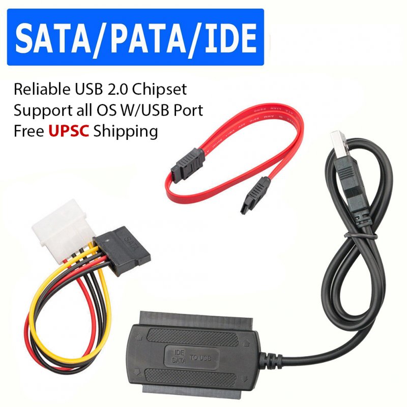 SATA/PATA/IDE to USB 2.0 Adapter Converter Cable for Hard Drive Disk 2.5" 3.5"